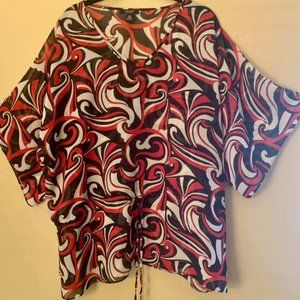 CHAPS  Black & Red Drawstring Blouse